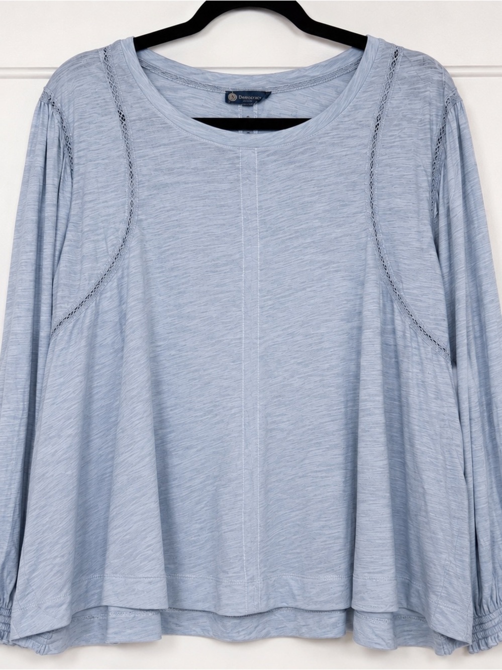 Democracy Powder Blue Long Sleeve Scoop Neck Top